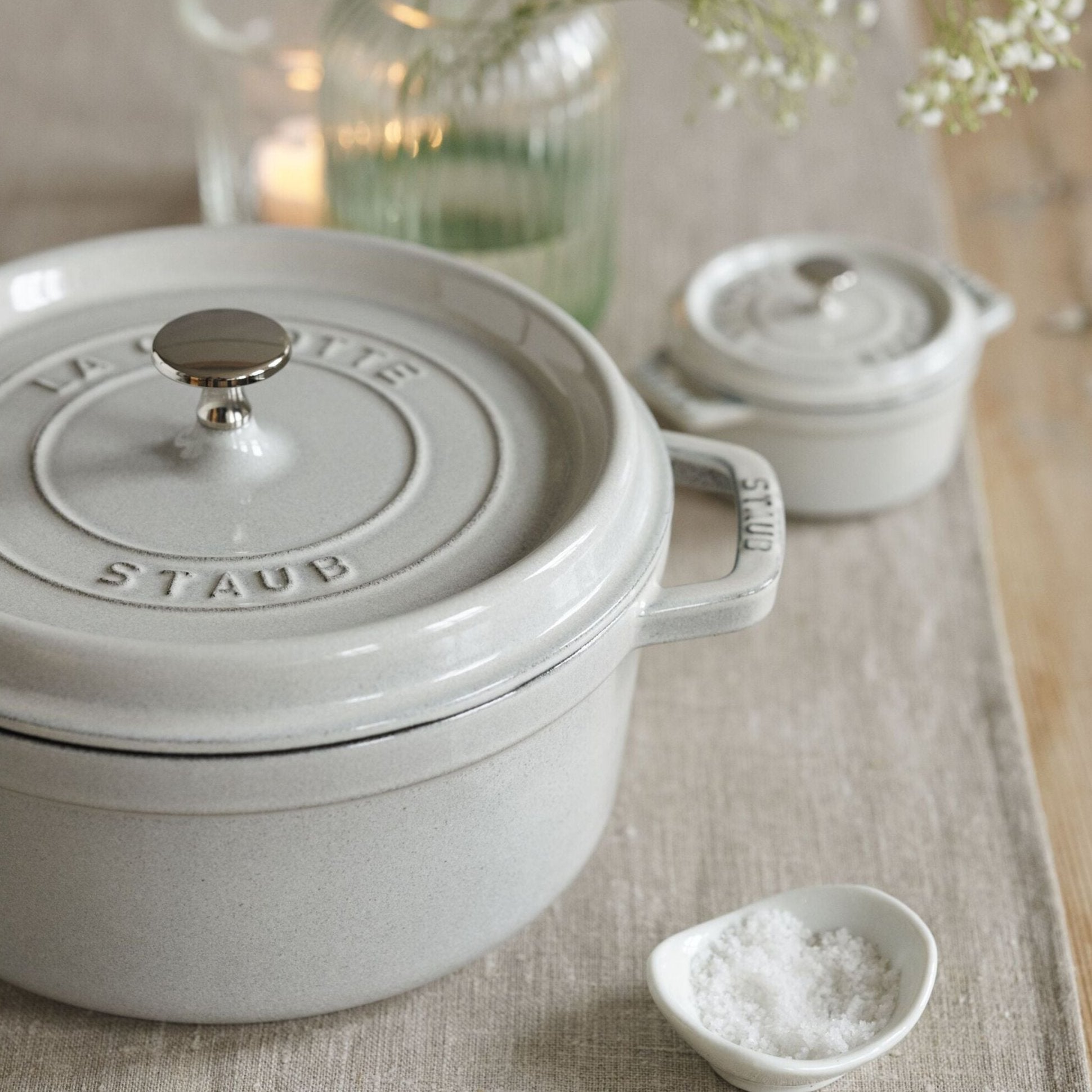 Staub Cast Iron Cocotte White Truffle - Main Image