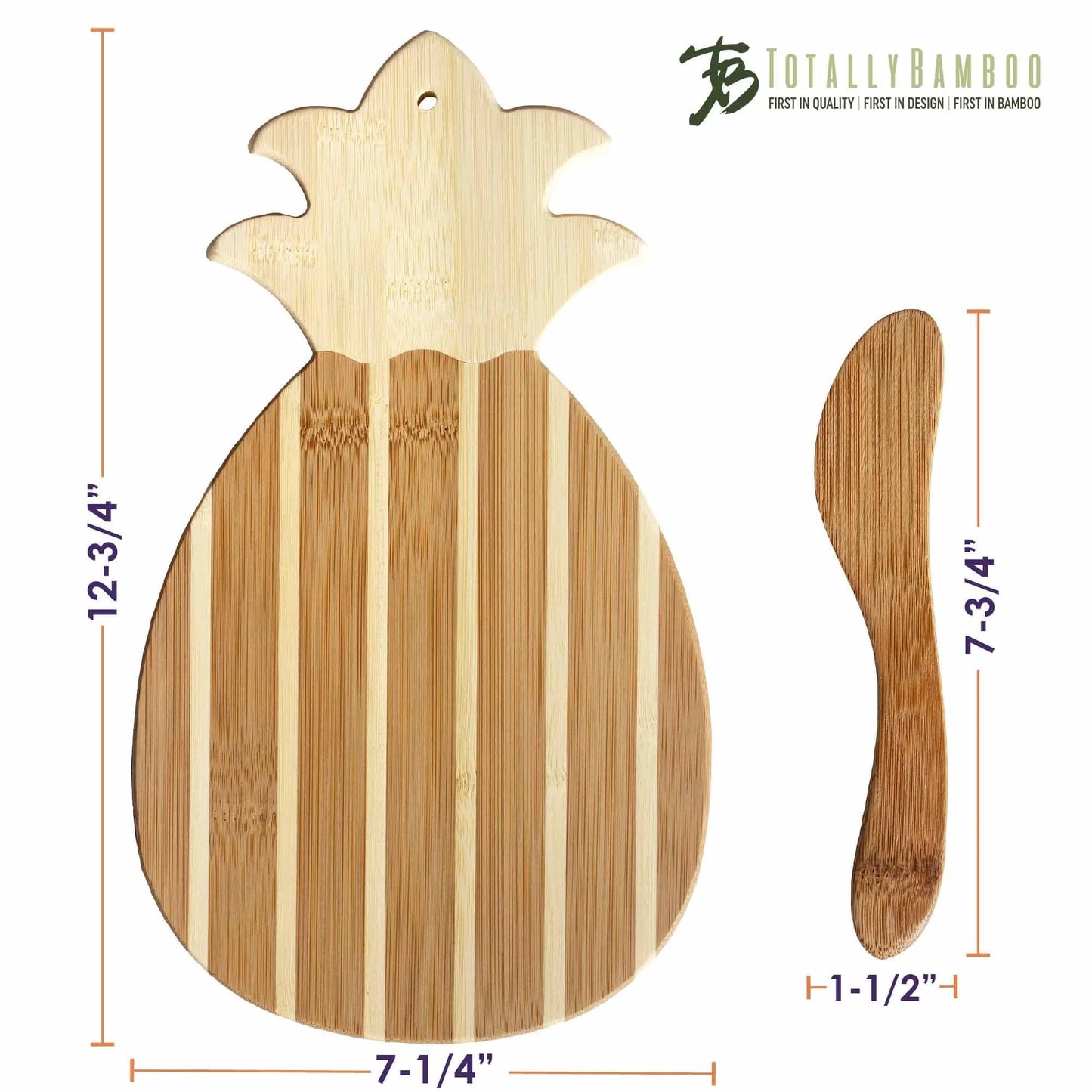 Pineapple Bamboo Serving Board & Spreader Knife Gift Set