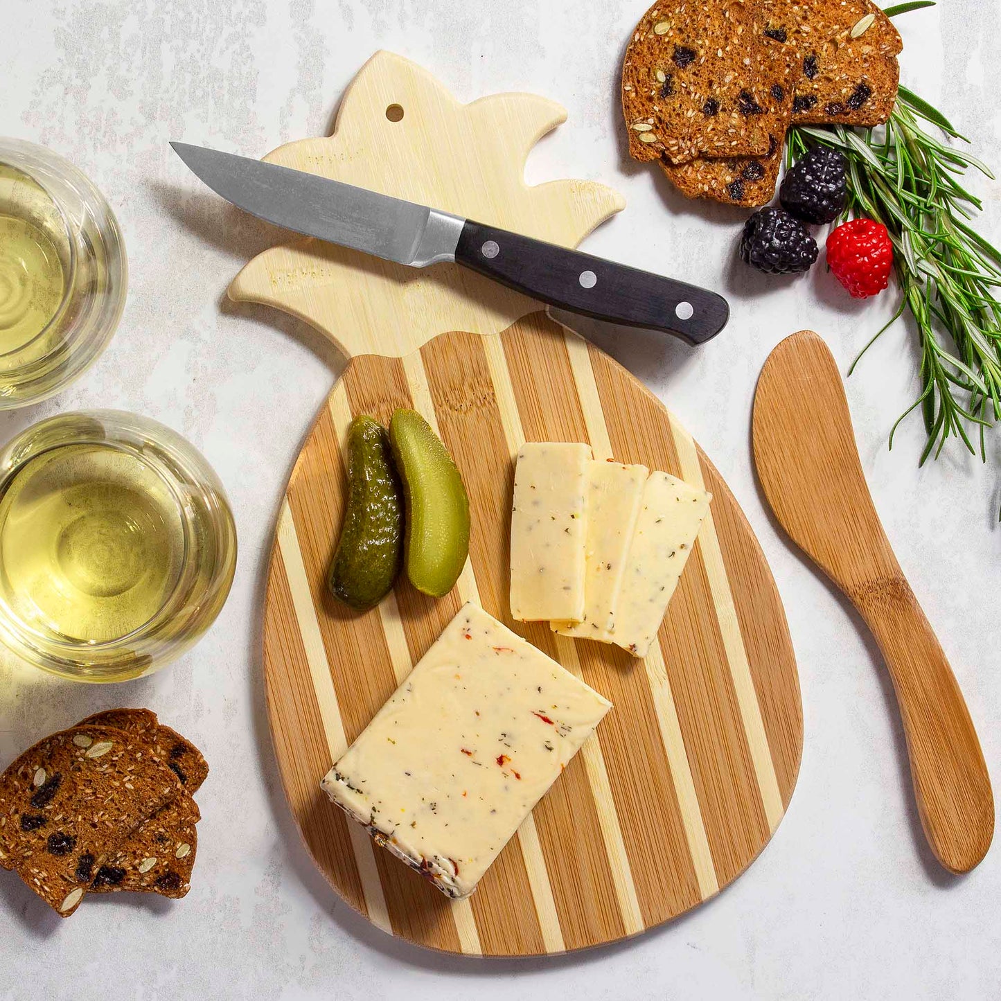 Pineapple Bamboo Serving Board & Spreader Knife Gift Set