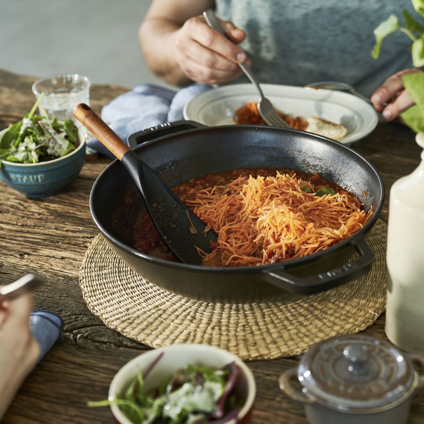Staub Cast Iron 12" Perfect Pan Wok with Rack (8 colors)
