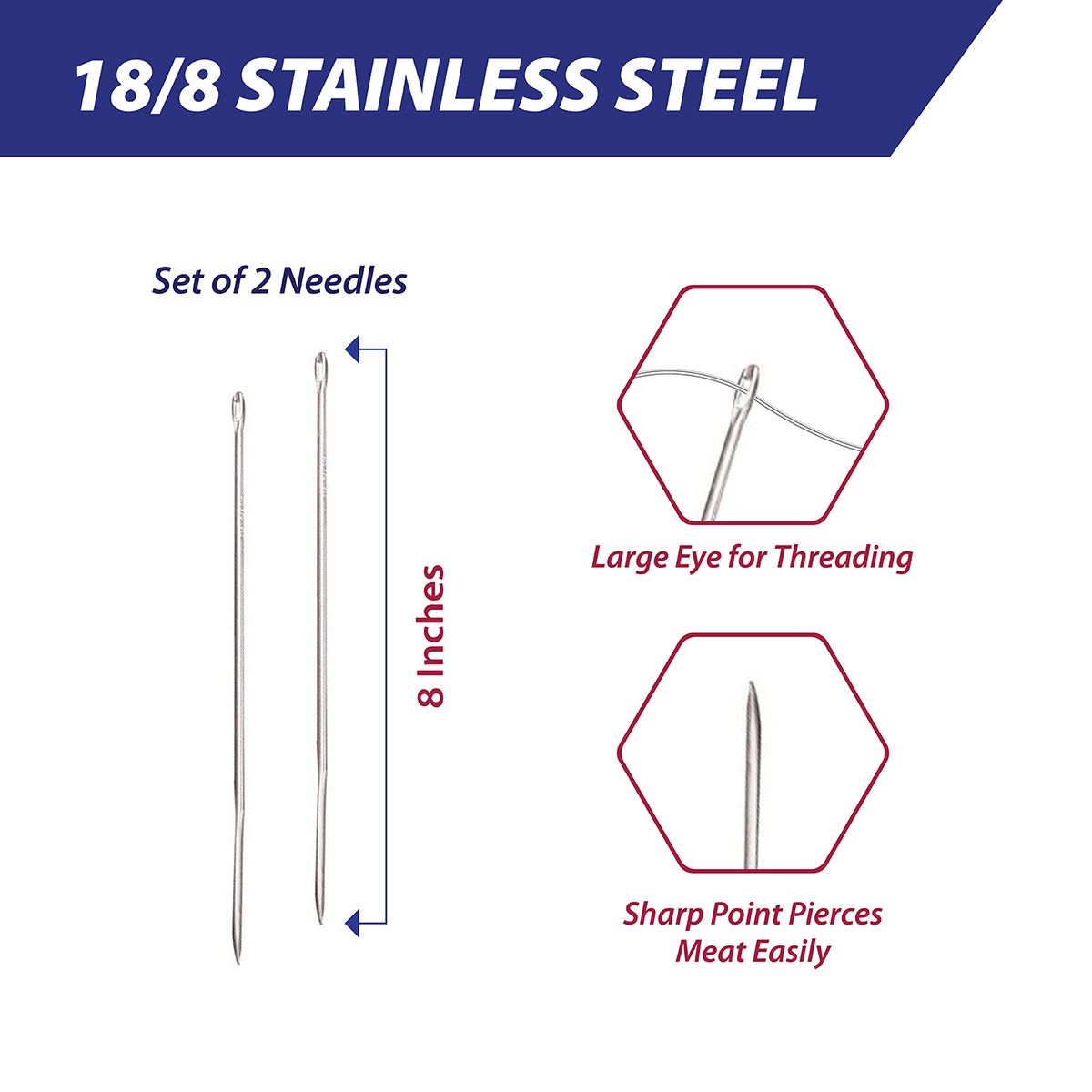 HIC Roasting Straight Trussing Needles Set of 2