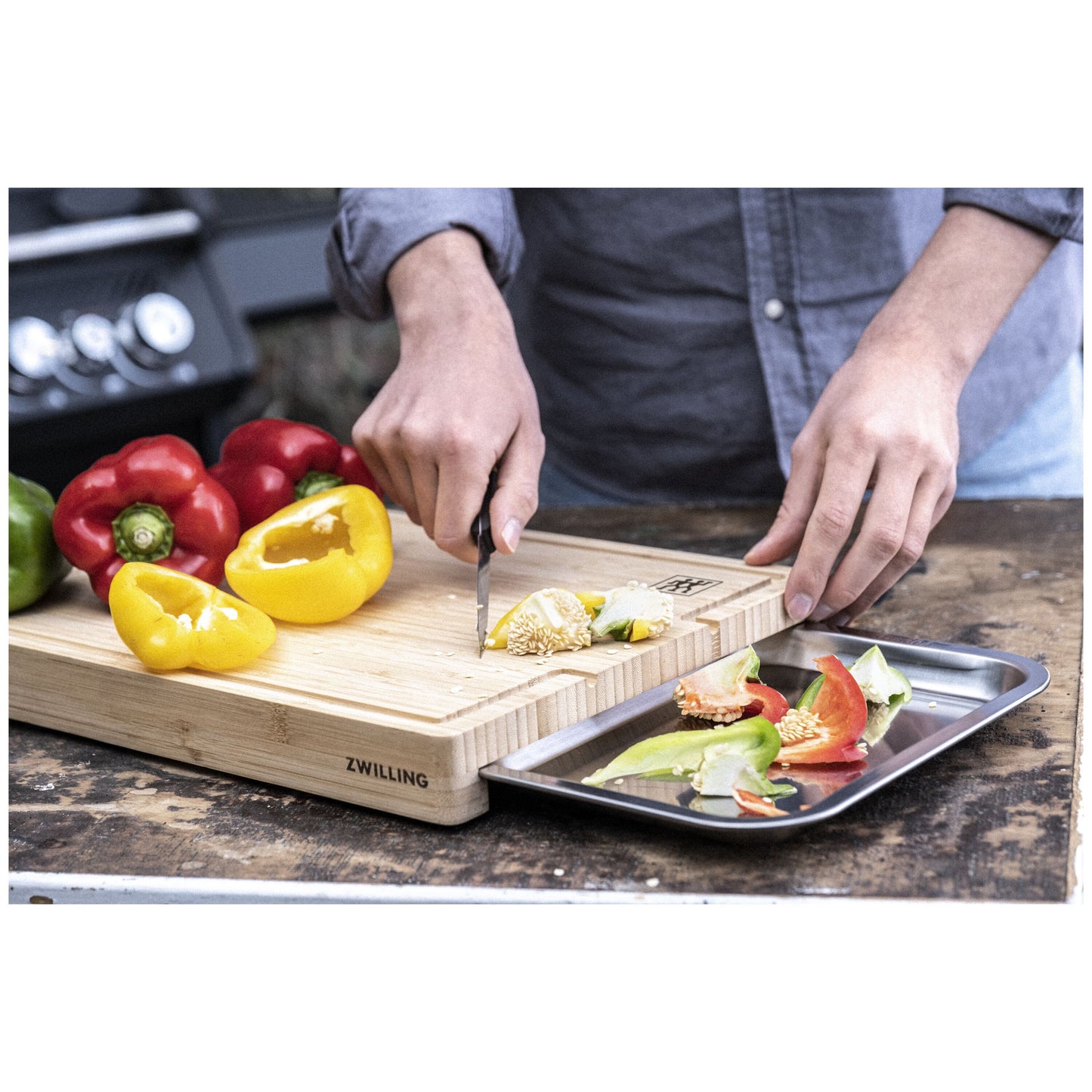 Zwilling Bamboo Cutting Board with Tray