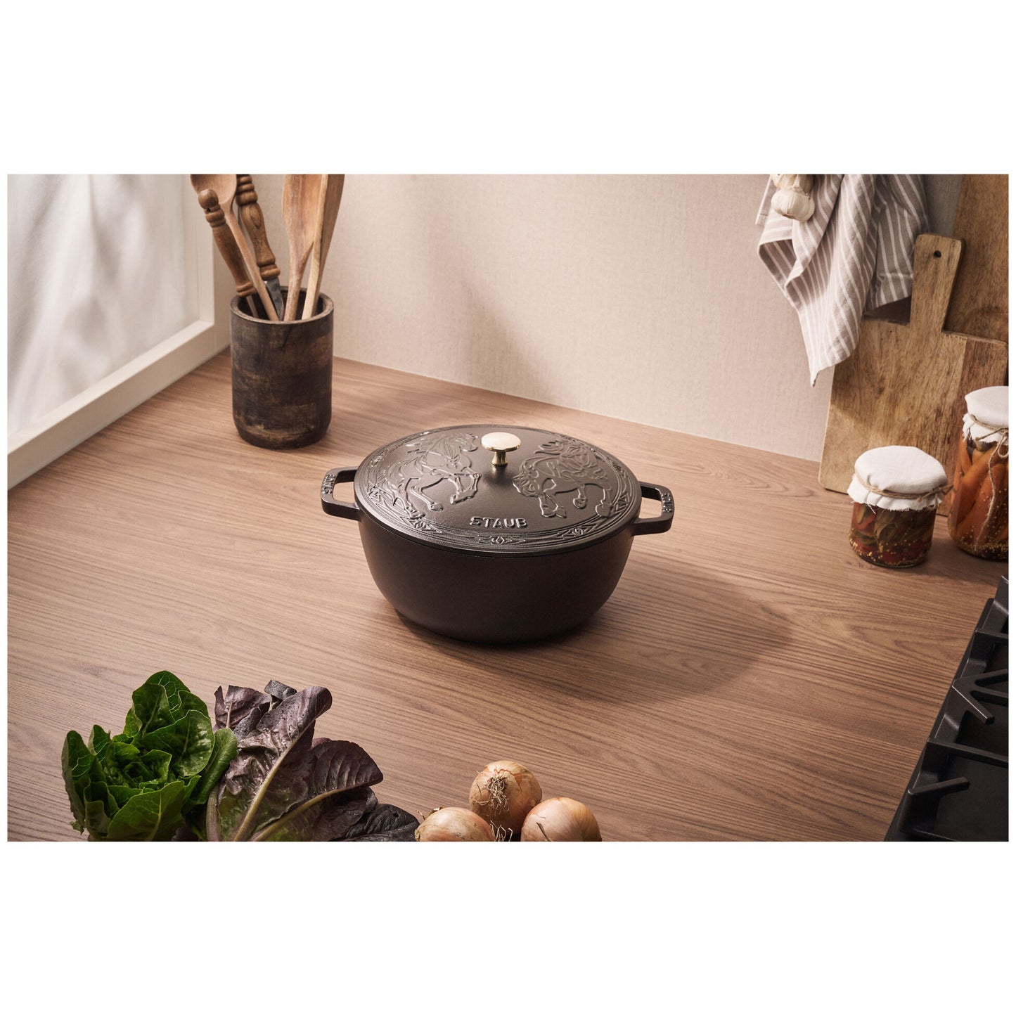 Staub Cast Iron 5.25 Qt. French Oven & Horse Lid (2 colors)