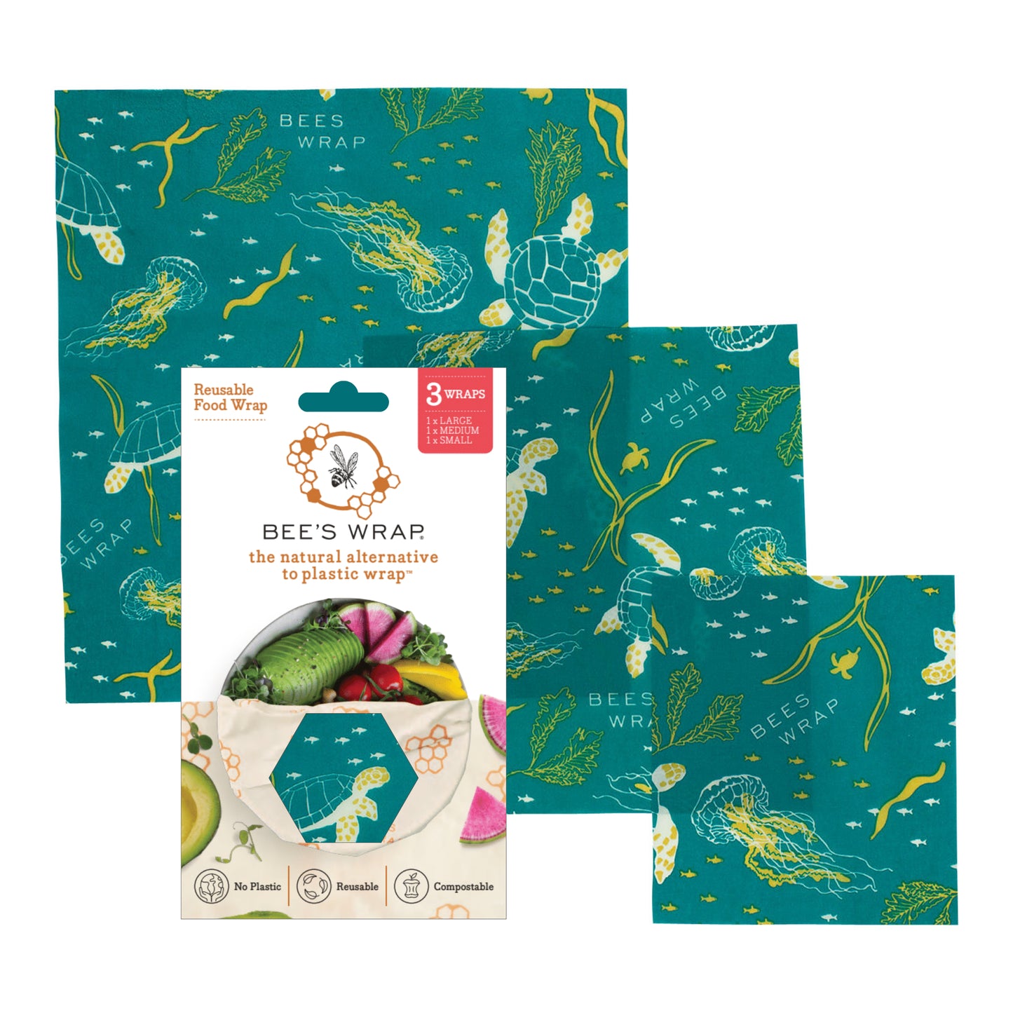 Bee's Wrap Beeswax Food Wrap - 3 Size Pack (5 designs)