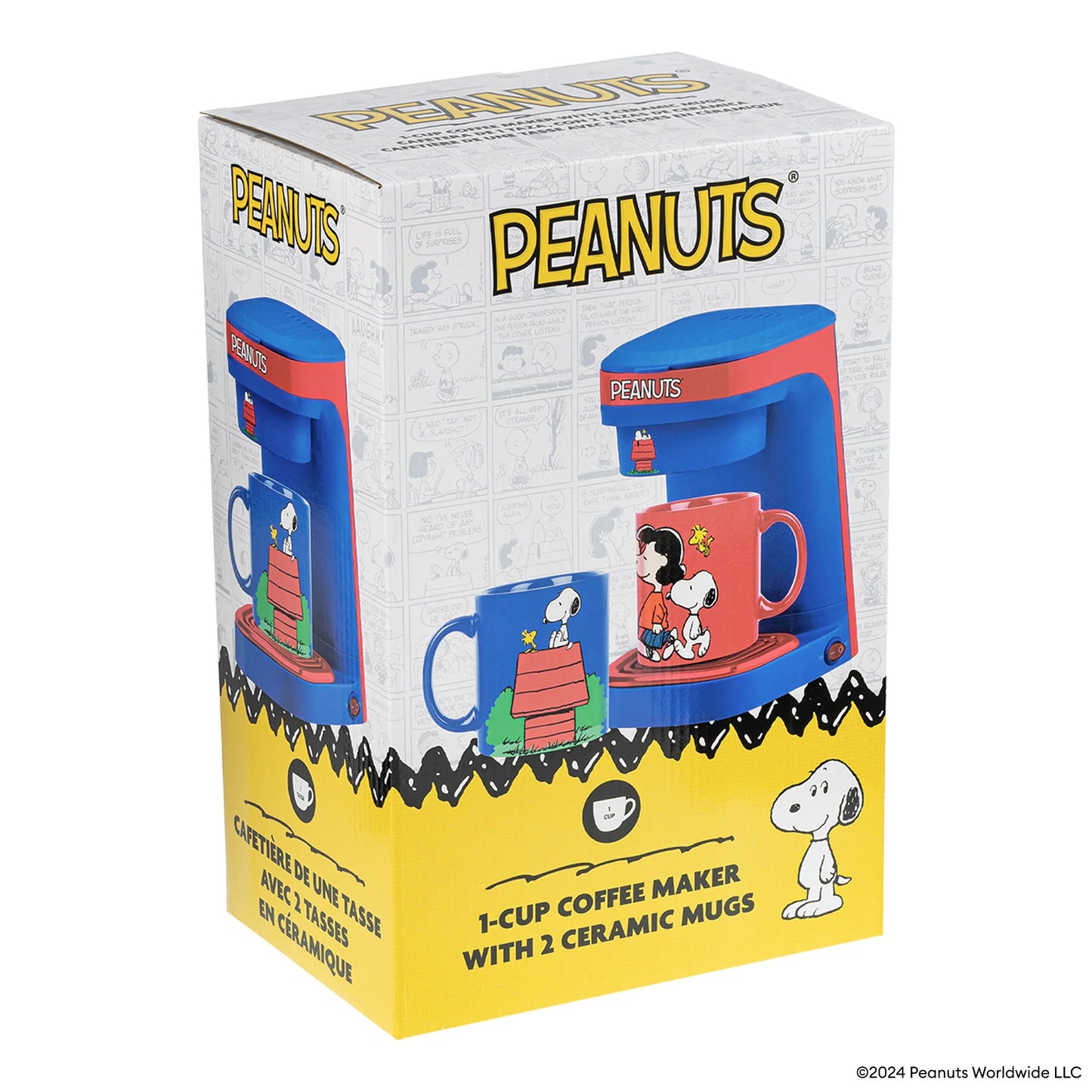 Peanuts Single Cup Coffee Maker Set & Two Mugs