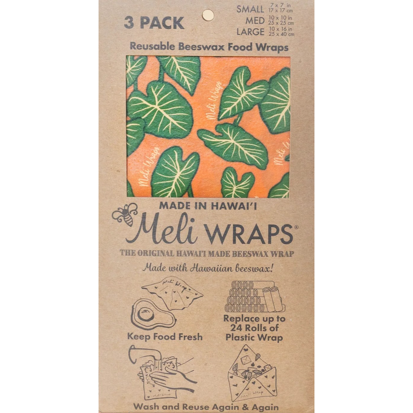 Meli Wraps Beeswax Food Wrap - 3 size pack (10+ designs)