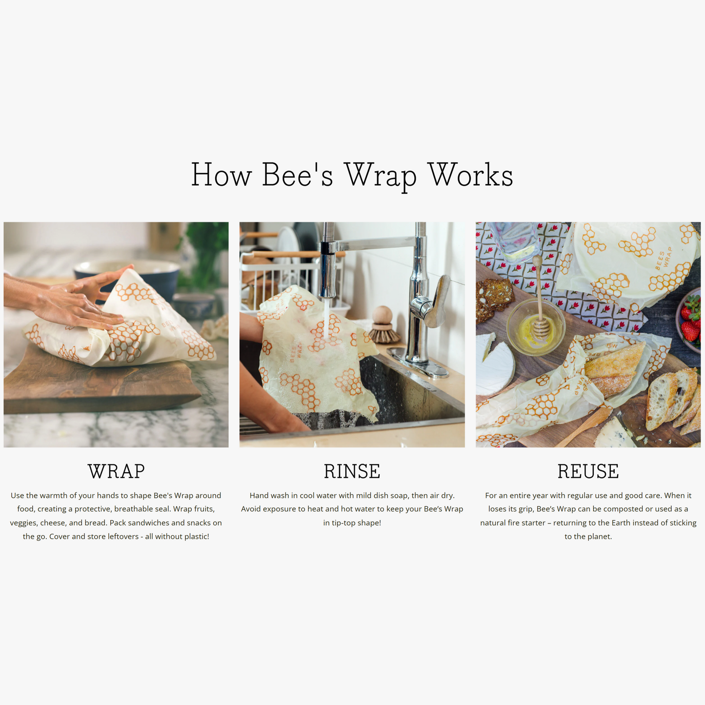 Bee's Wrap Beeswax Food Wrap - 3 Size Pack (5 designs)
