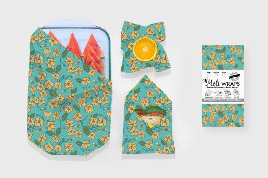 Meli Wraps Beeswax Food Wrap - 3 size pack (10+ designs)