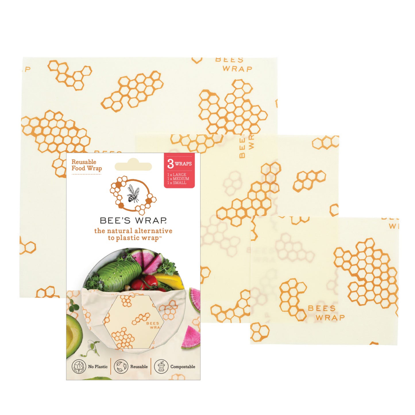 Bee's Wrap Beeswax Food Wrap - 3 Size Pack (5 designs)