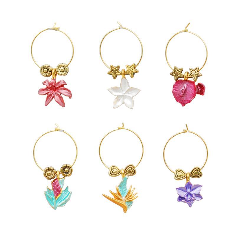 6-Piece Painted Wine Charms (7 styles)