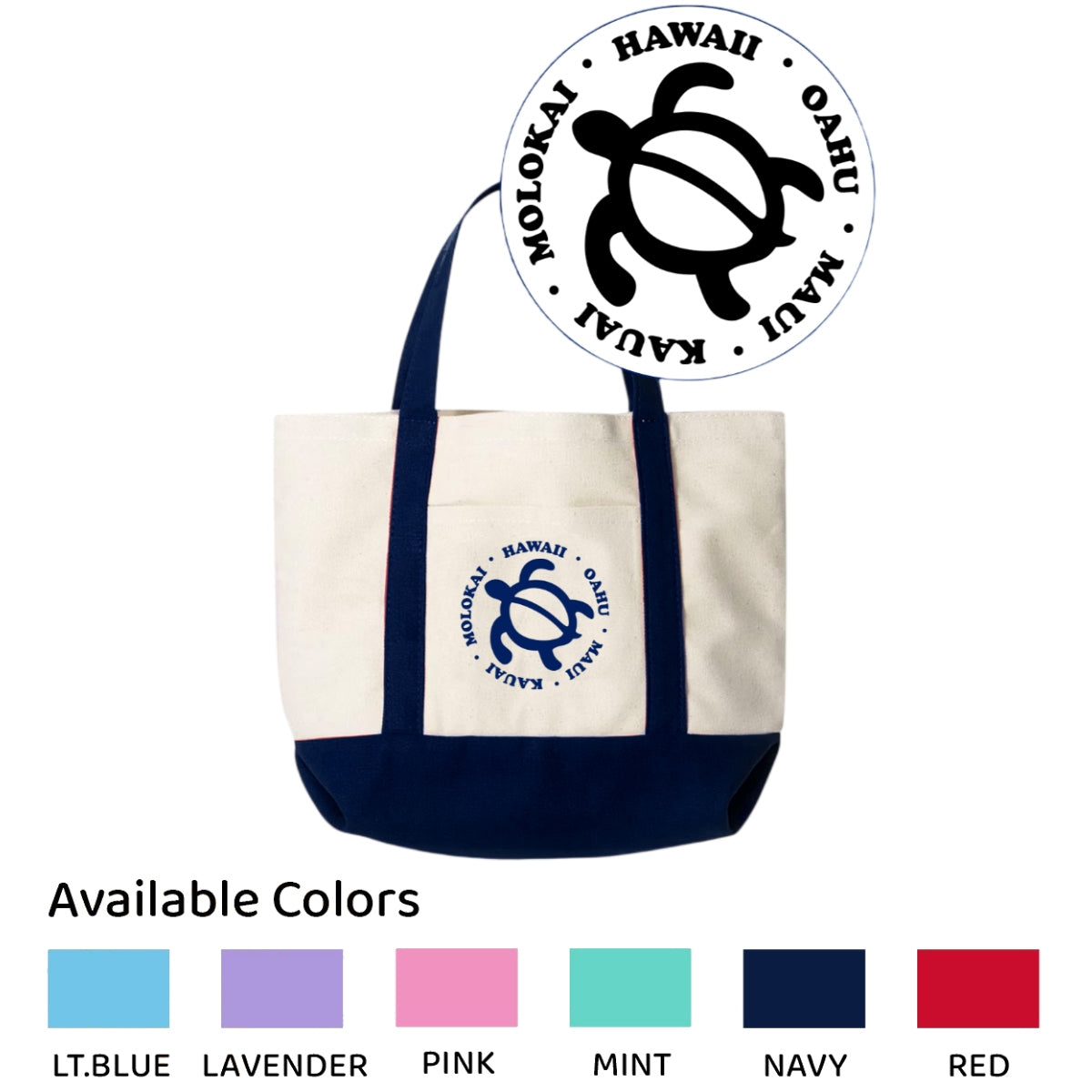 Canvas Tote Bag Large - Honu Turtle (6 colors)
