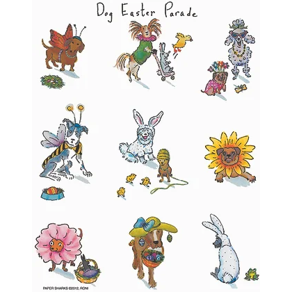 The Compleat Kitchen Original Flour Sack Kitchen Towels - Dog Easter Parade