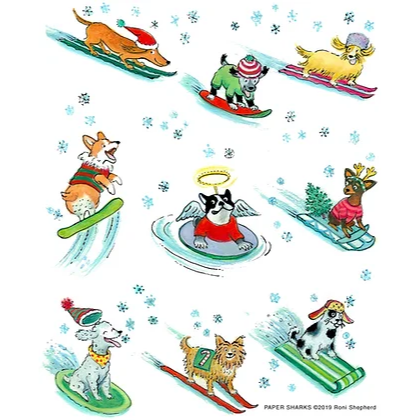 The Compleat Kitchen Original Flour Sack Kitchen Towels - Skiing Dogs