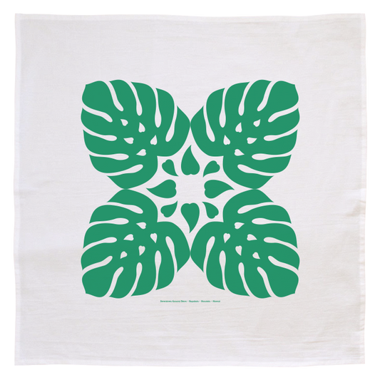 Flour Sack Kitchen Towel - Monstera Quilt (Made in Hawai'i)