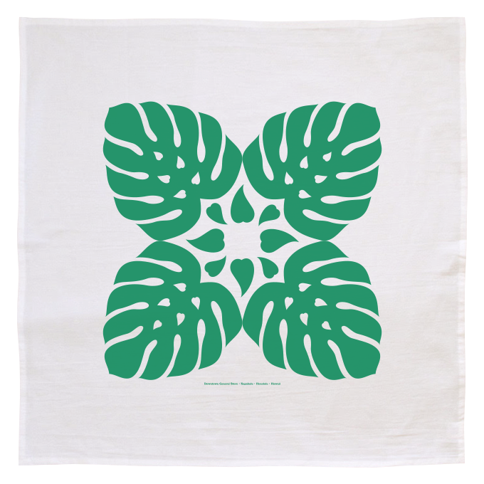 Flour Sack Kitchen Towel - Monstera Quilt (Made in Hawai'i)