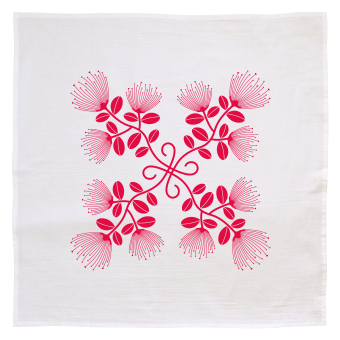 Flour Sack Kitchen Towel - 'Ohi'a Lehua (Made in Hawai'i)