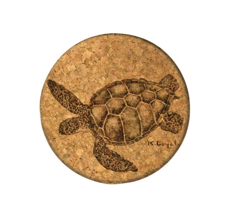 Honu Sea Turtle Cork Coaster(Single)