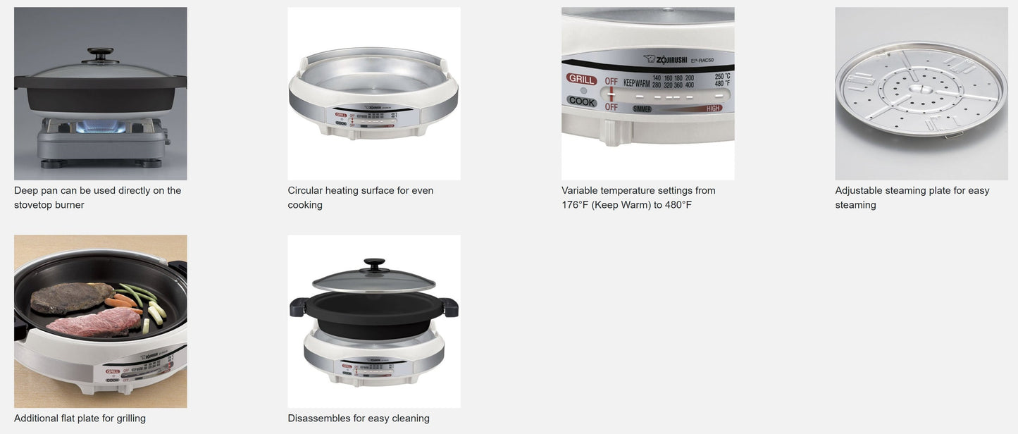 Zojirushi Gourmet d'Expert® Electric Skillet with 2 Pans & Steamer