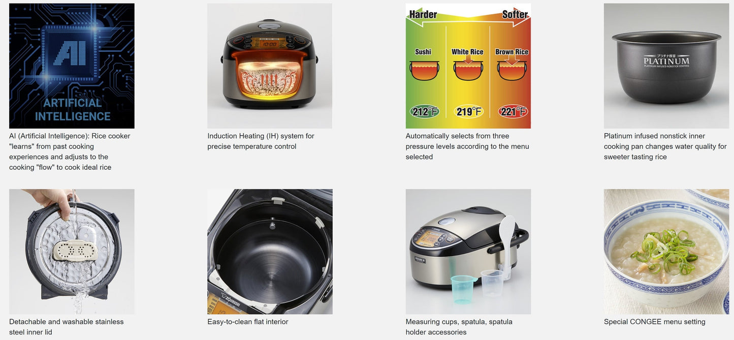 Zojirushi Pressure Induction Heating Rice Cooker & Warmer (5 or 10 cup) | Made in Japan