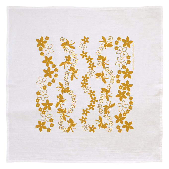 Flour Sack Kitchen Towel - Yellow Lei (Made in Hawai'i)