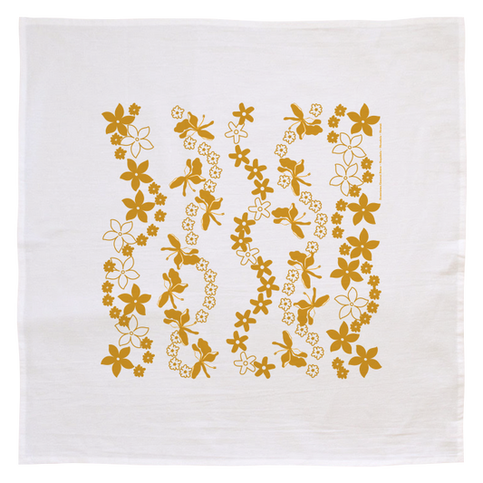 Flour Sack Kitchen Towel - Yellow Lei (Made in Hawai'i)
