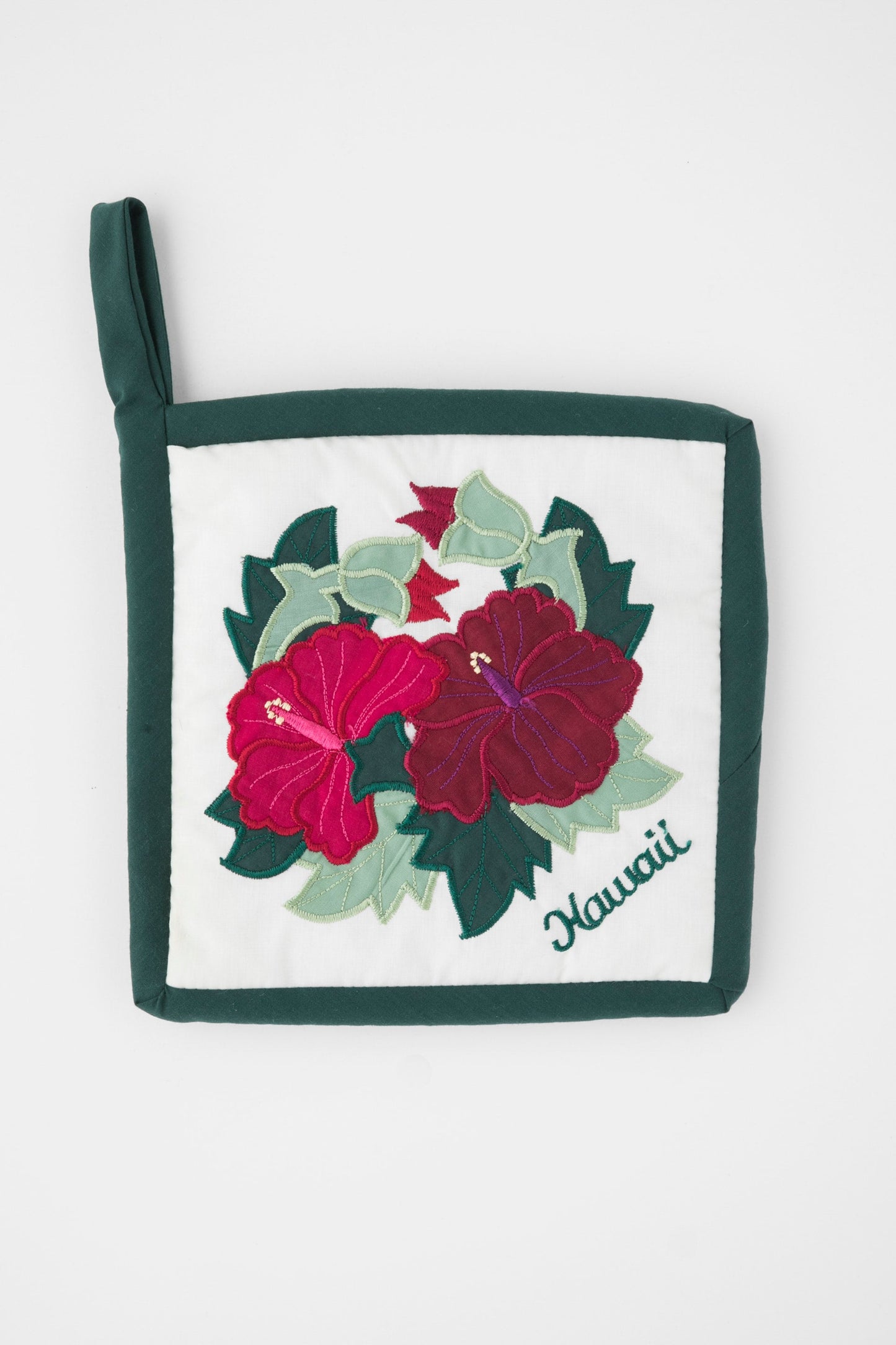Hawaiian Quilted Pot Holder (Pink & Purple Hibiscus Design)
