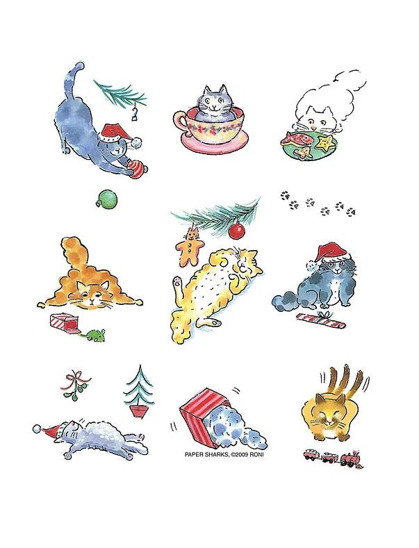 The Compleat Kitchen Original Flour Sack Kitchen Towels - Holiday Cats