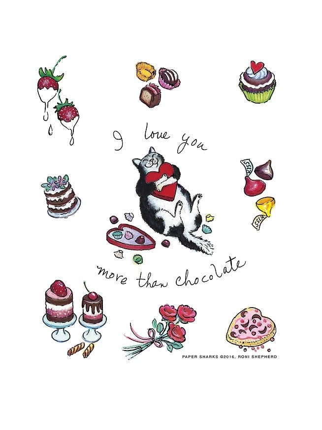 The Compleat Kitchen Original Flour Sack Kitchen Towels - Valentine's Cat