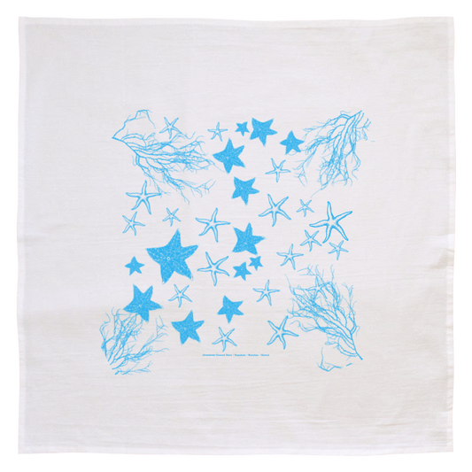 Flour Sack Kitchen Towel - Turquoise Starfish (Made in Hawai'i)
