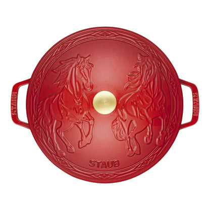 Staub Cast Iron 5.25 Qt. French Oven & Horse Lid (2 colors)