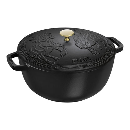 Staub Cast Iron 5.25 Qt. French Oven & Horse Lid (2 colors)
