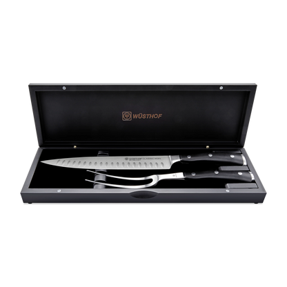 Wusthof Classic Ikon 2-Piece Carving Set & Black Chest