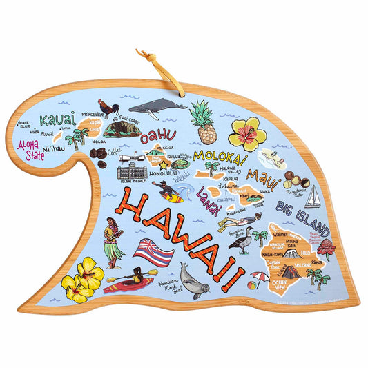 Fish Kiss™ Hawaiian Islands Bamboo Cutting Board