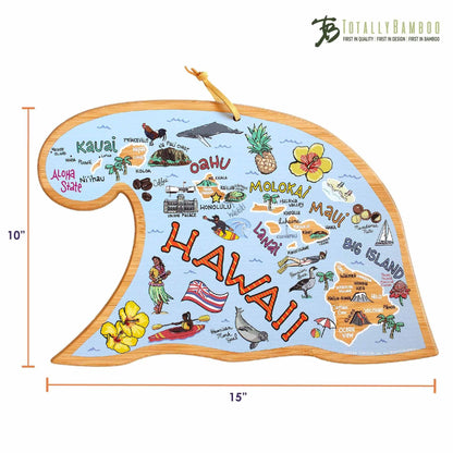 Fish Kiss™ Hawaiian Islands Bamboo Cutting Board
