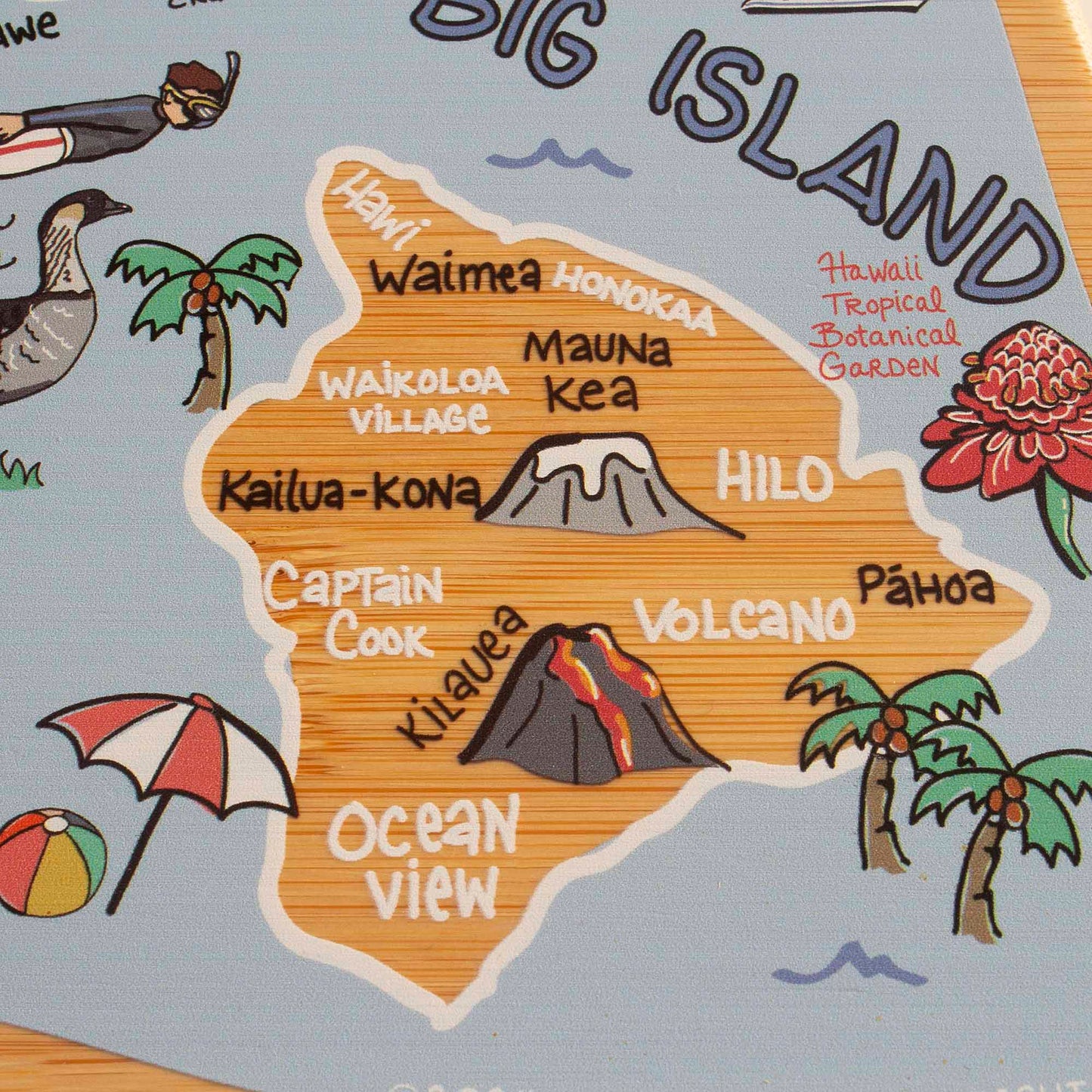 Fish Kiss™ Hawaiian Islands Bamboo Cutting Board