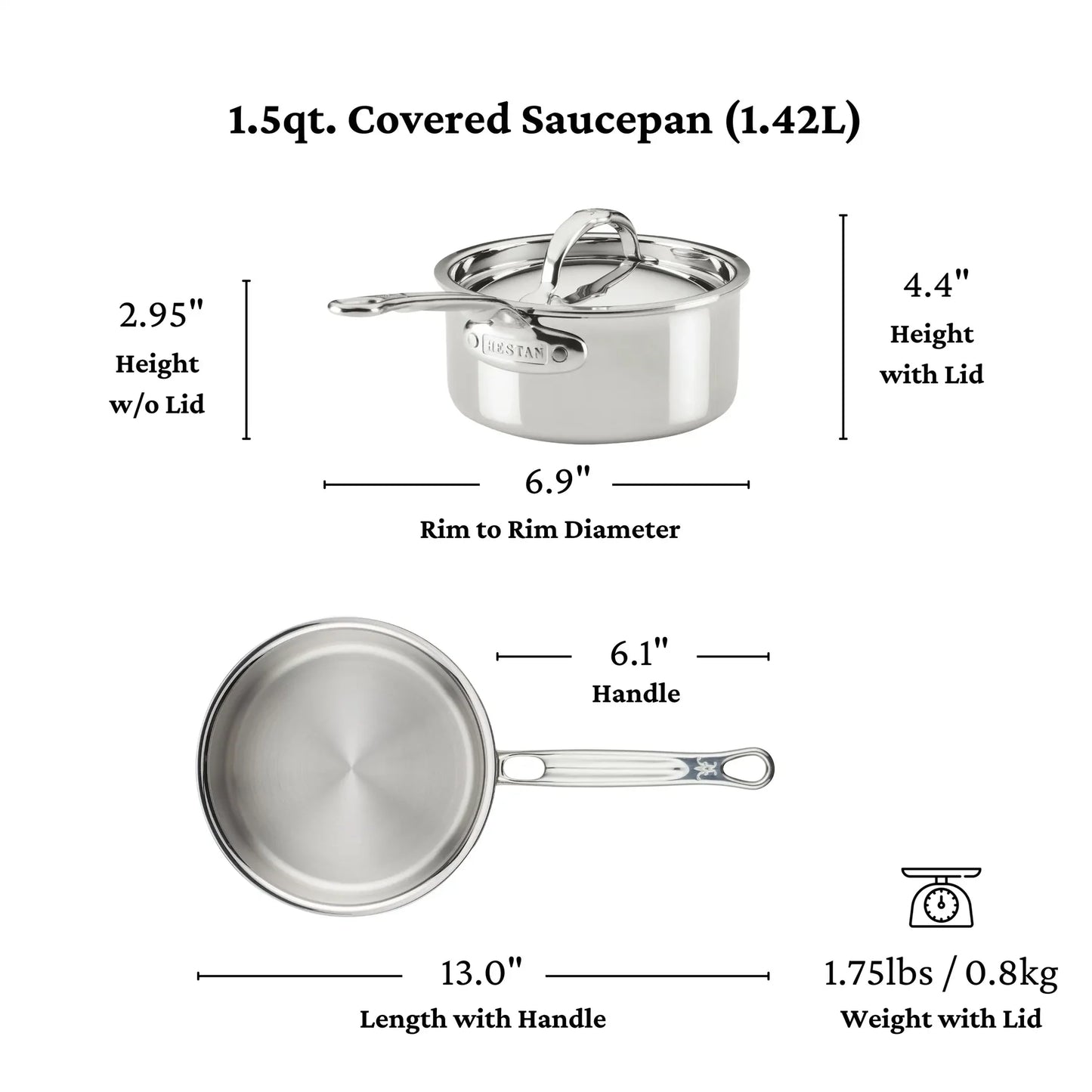 Hestan ProBond Luxe Stainless Steel Clad Sauce Pan (1.5-Quart)
