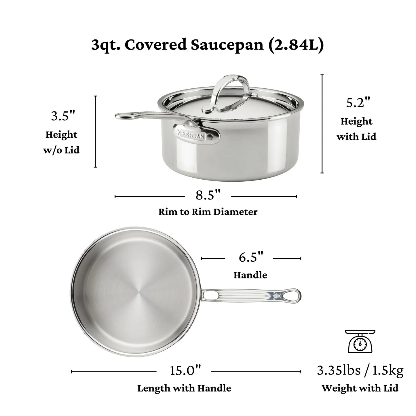 Hestan ProBond Luxe Stainless Steel Clad Sauce Pan (3-Quart)