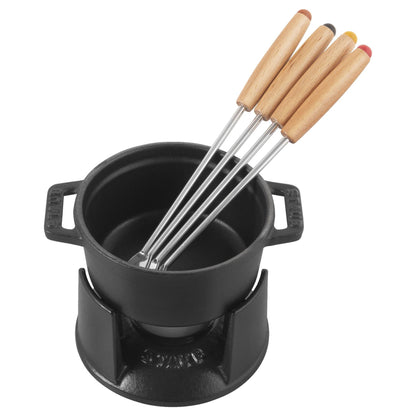 Staub Cast Iron 0.25 Qt. Mini Chocolate Fondue Set - Black Matte (RAINCHECK)