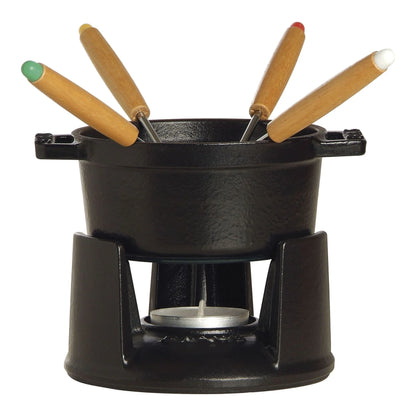 Staub Cast Iron 0.25 Qt. Mini Chocolate Fondue Set - Black Matte (RAINCHECK)