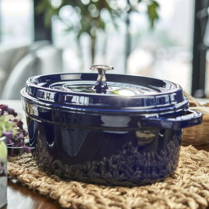 Staub Cast Iron 7 Qt. Oval Cocotte - Dark Blue