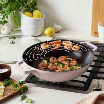 Staub Cast Iron 12" Perfect Pan Wok with Rack (8 colors)