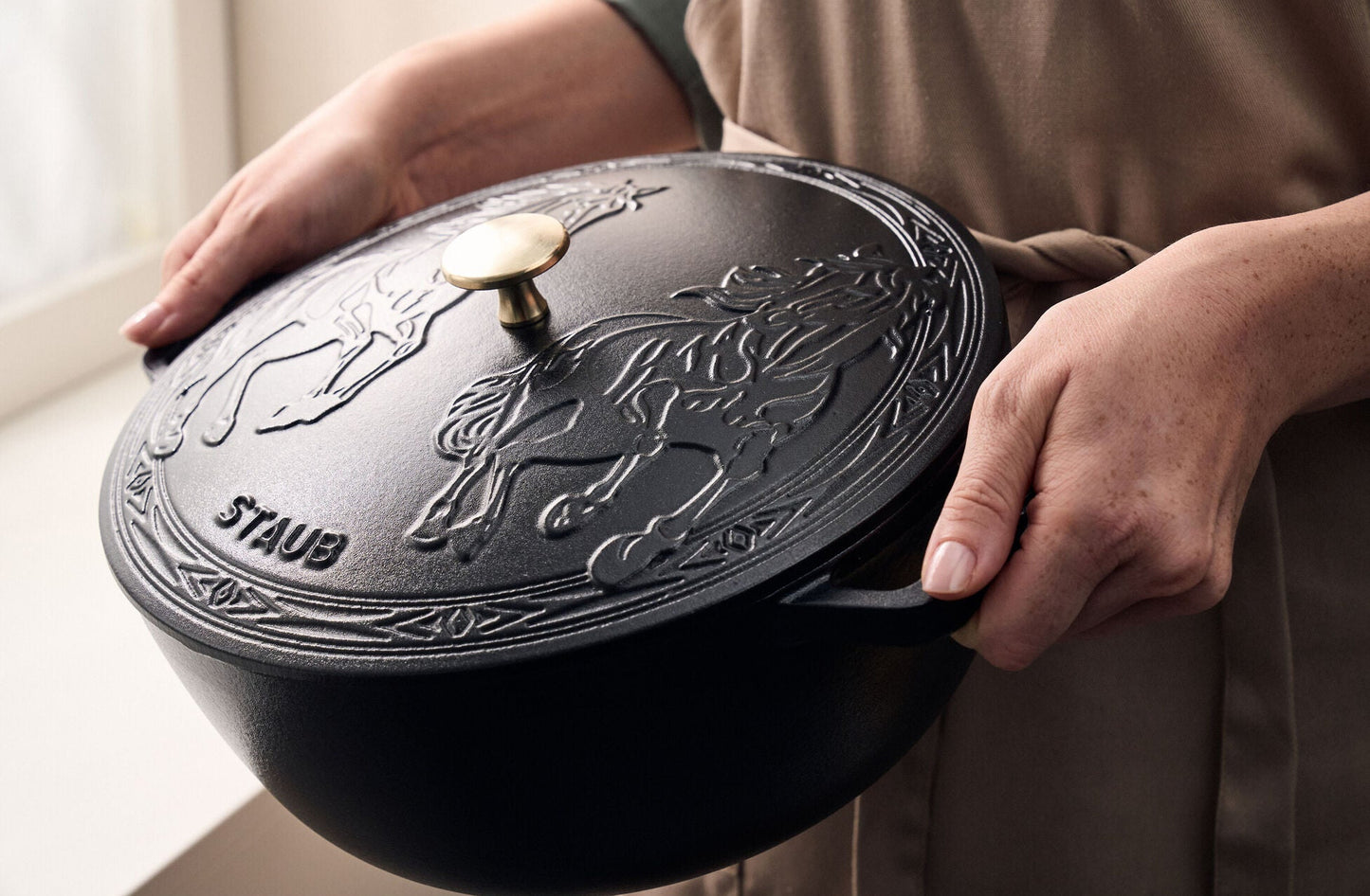 Staub Cast Iron 5.25 Qt. French Oven & Horse Lid (2 colors)
