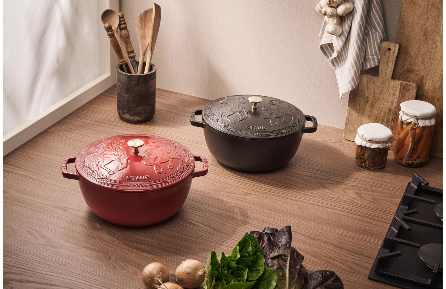 Staub Cast Iron 5.25 Qt. French Oven & Horse Lid (2 colors)