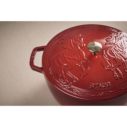 Staub Cast Iron 5.25 Qt. French Oven & Horse Lid (2 colors)