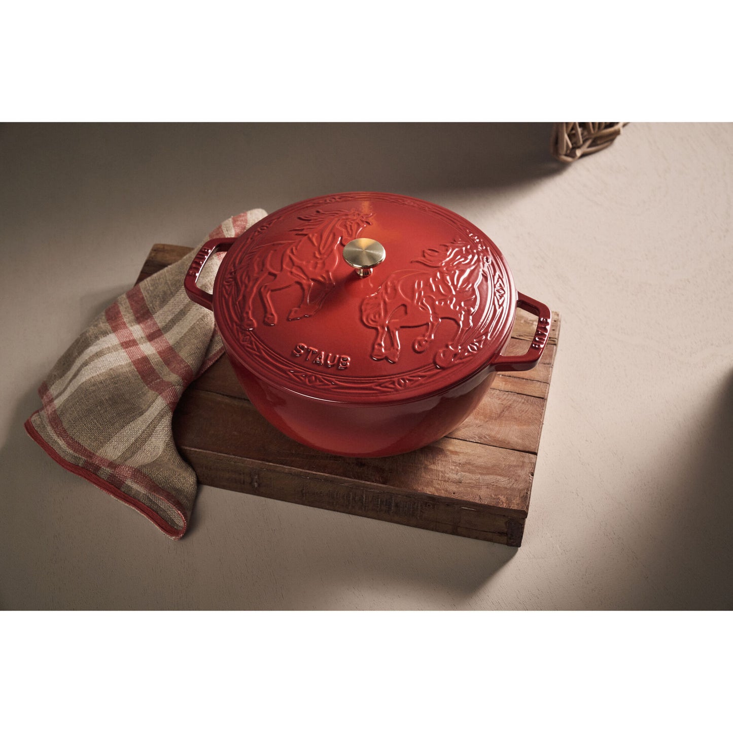 Staub Cast Iron 5.25 Qt. French Oven & Horse Lid (2 colors)