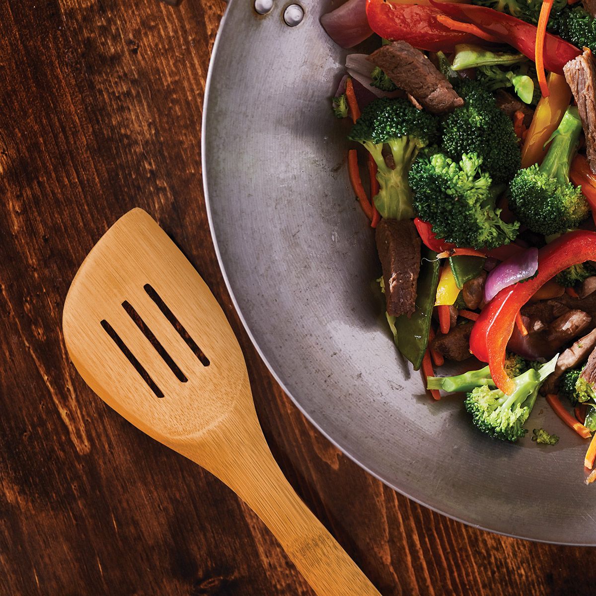 Helen's Asian Kitchen Carbon Steel Round Bottom Wok Set (12")