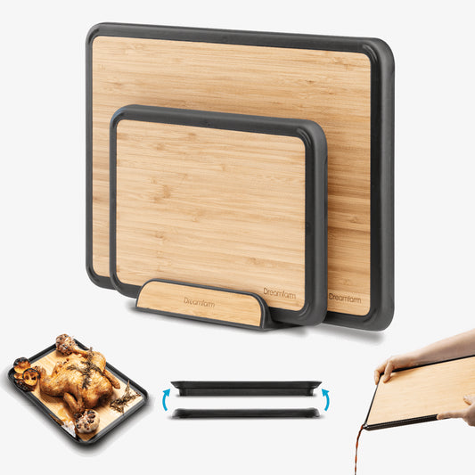 Fledge Bamboo: Flip Edge Cutting Board - Set of 2