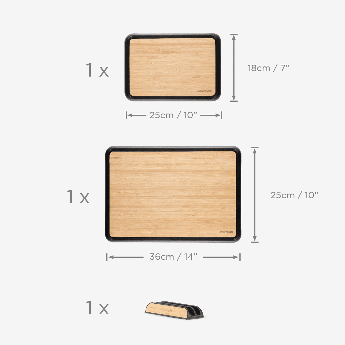 Fledge Bamboo: Flip Edge Cutting Board - Set of 2
