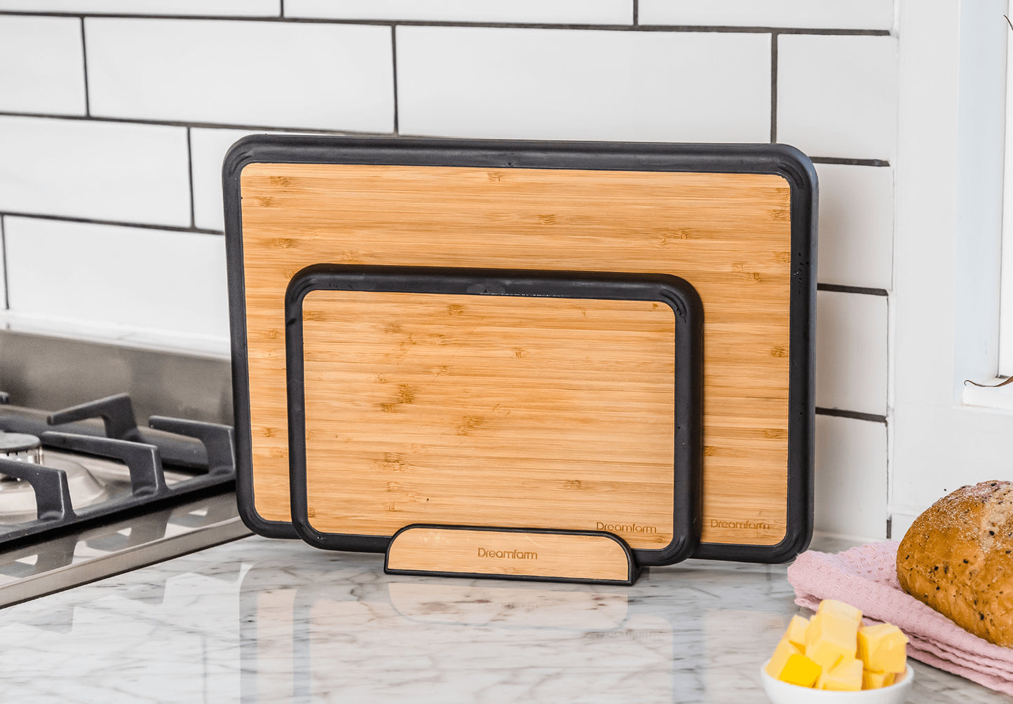 Fledge Bamboo: Flip Edge Cutting Board - Set of 2
