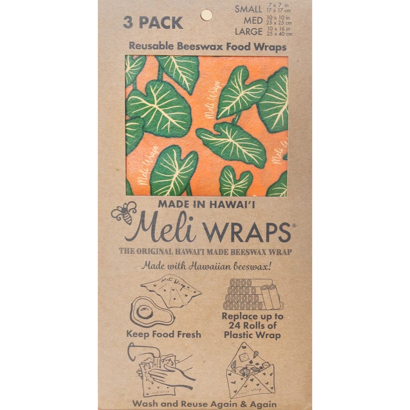 Meli Wraps Beeswax Food Wrap - 3 size pack (9 designs)